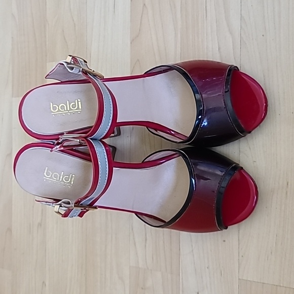 Baldi London Red High Heels Sexy Open Toe Sandals Size 7.5 - Picture 7 of 11